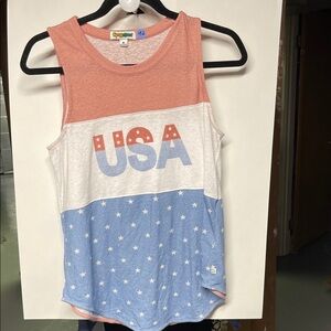 Tipsy Elves Coral, White & Light Blue USA Colorblock Tank